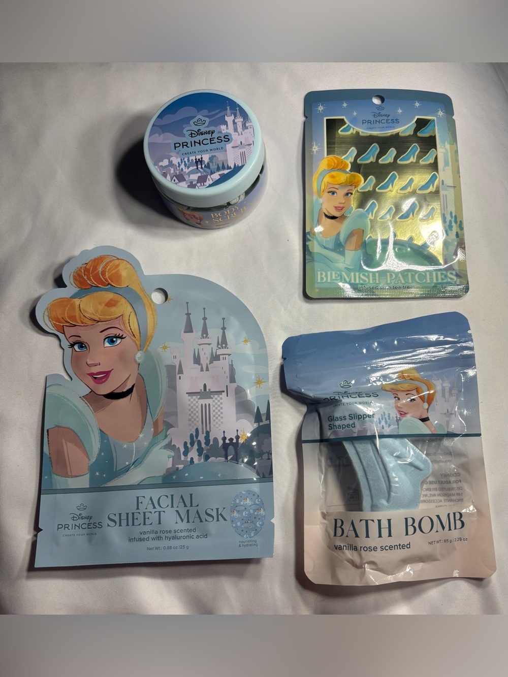 4 New Disney Cinderella Glass Slipper Bath Bomb Bundle - Light Blue
